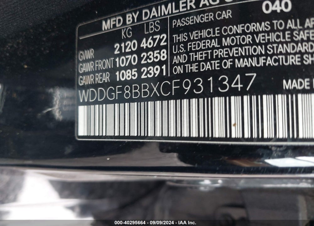 2012 MERCEDES-BENZ C 300 LUXURY 4MATIC/SPORT 4MATIC VIN: WDDGF8BBXCF931347