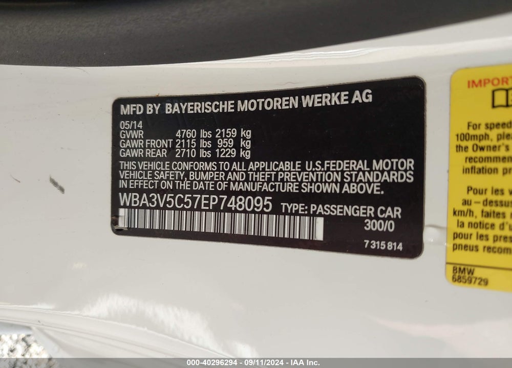 2014 BMW 428I VIN: WBA3V5C57EP748095