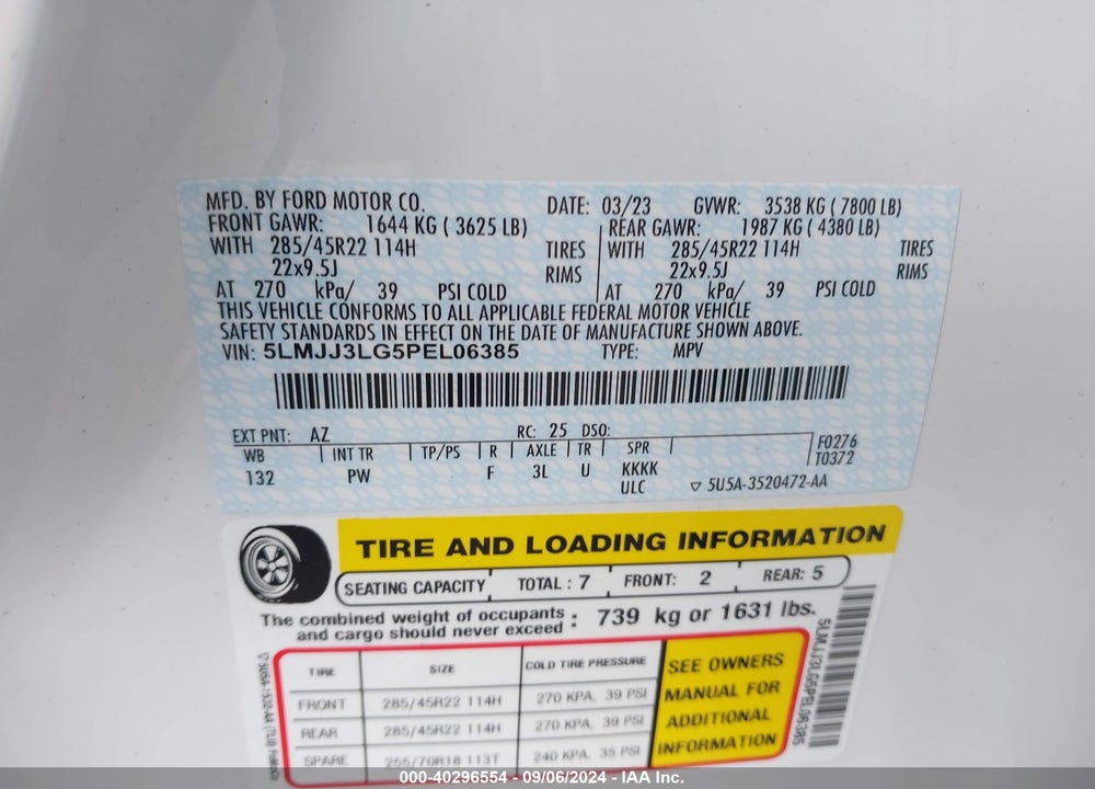 2023 LINCOLN NAVIGATOR RESERVE L VIN: 5LMJJ3LG5PEL06385