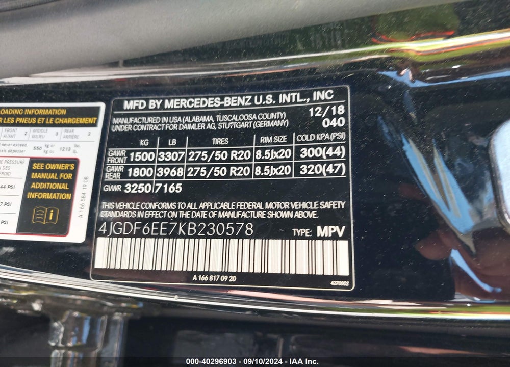 2019 MERCEDES-BENZ GLS 450 4MATIC VIN: 4JGDF6EE7KB230578