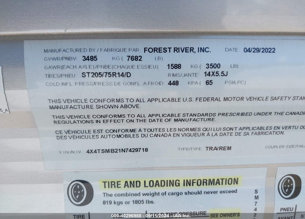 2022 FOREST RIVER - WILDW M-263BHXL VIN: 4X4TSMB21N7429718
