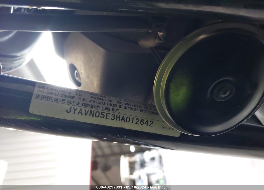 2017 YAMAHA XVS950 CU/CUC VIN: JYAVN05E3HA012642