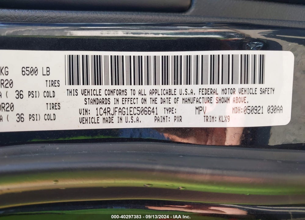 2014 JEEP GRAND CHEROKEE ALTITUDE VIN: 1C4RJFAG1EC506641