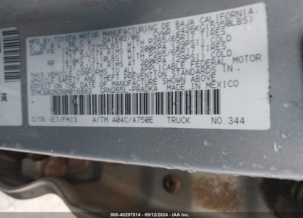 2006 TOYOTA TACOMA PRERUNNER V6 VIN: 3TMJU62N36M016882