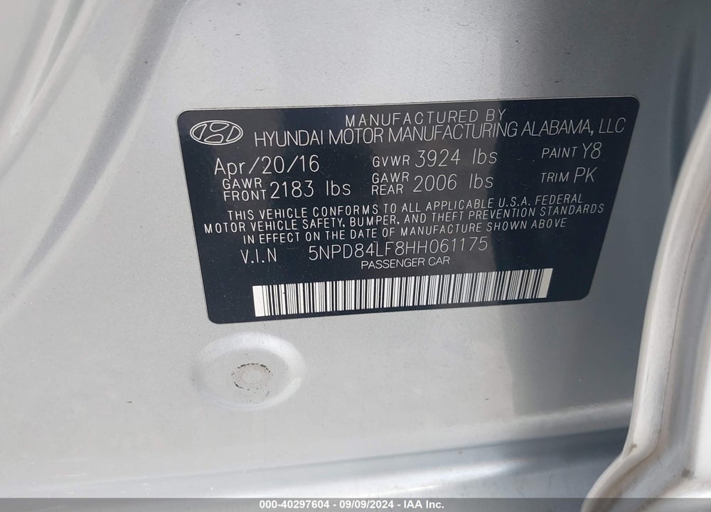 2017 HYUNDAI ELANTRA SE VIN: 5NPD84LF8HH061175