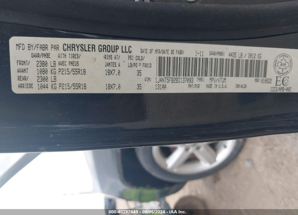 2011 JEEP COMPASS LIMITED VIN: 1J4NT5FB2BD137093
