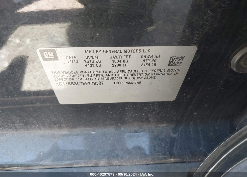 2014 CHEVROLET MALIBU 1LS VIN: 1G11B5SL7EF179587