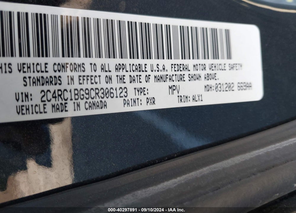 2012 CHRYSLER TOWN & COUNTRY TOURING VIN: 2C4RC1BG9CR306123