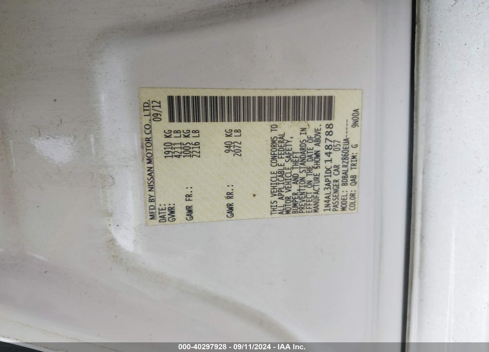 2013 NISSAN ALTIMA 2.5 S VIN: 1N4AL3AP1DC148788