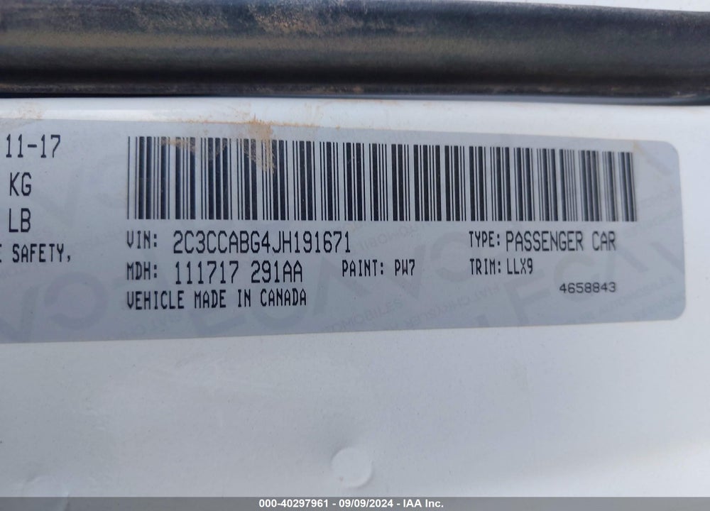 2018 CHRYSLER 300 300S VIN: 2C3CCABG4JH191671