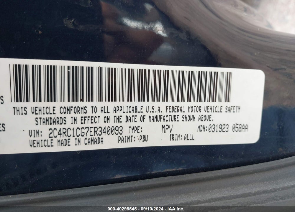 2014 CHRYSLER TOWN & COUNTRY TOURING-L VIN: 2C4RC1CG7ER340093