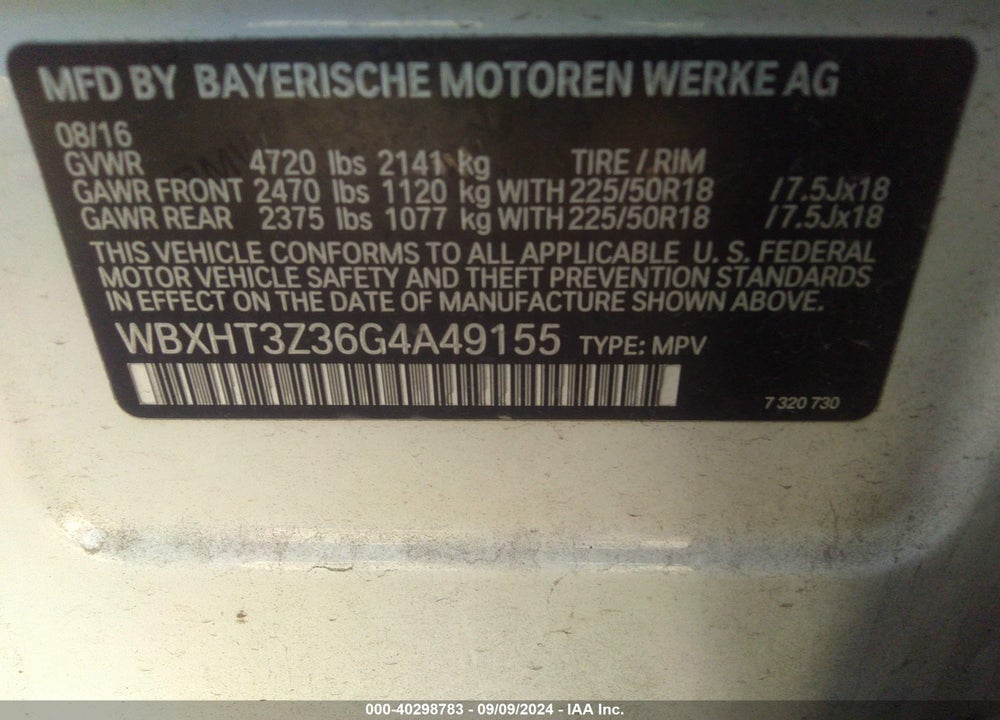 2016 BMW X1 XDRIVE28I VIN: WBXHT3Z36G4A49155