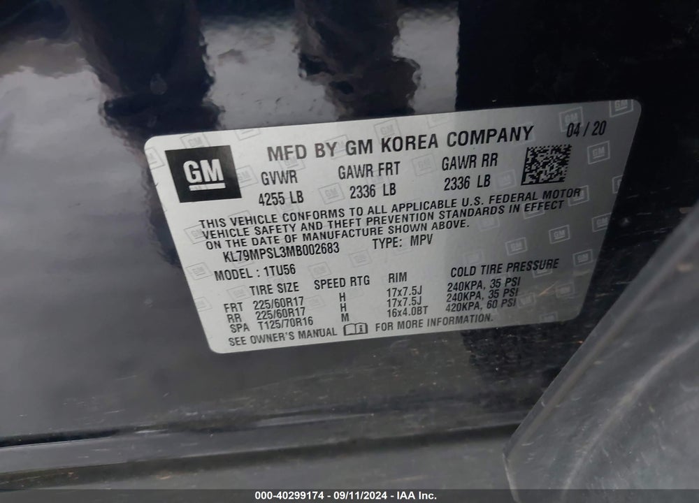 2021 CHEVROLET TRAILBLAZER FWD LT VIN: KL79MPSL3MB002683