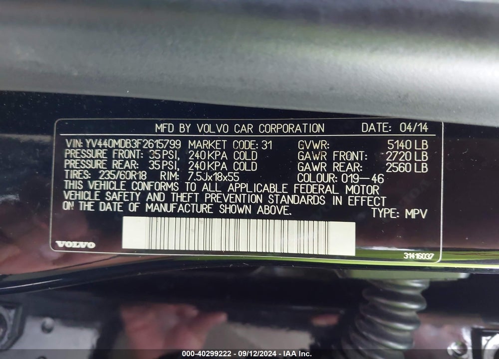2015 VOLVO XC60 T5 PREMIER VIN: YV440MDB3F2615799