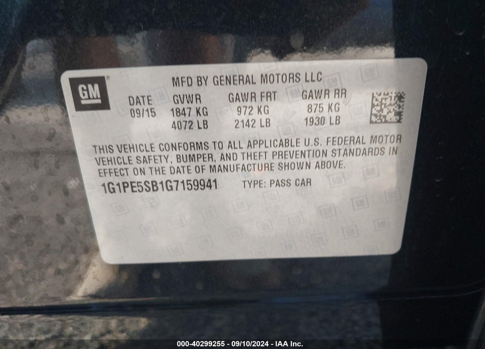 2016 CHEVROLET CRUZE LIMITED 1LT AUTO VIN: 1G1PE5SB1G7159941