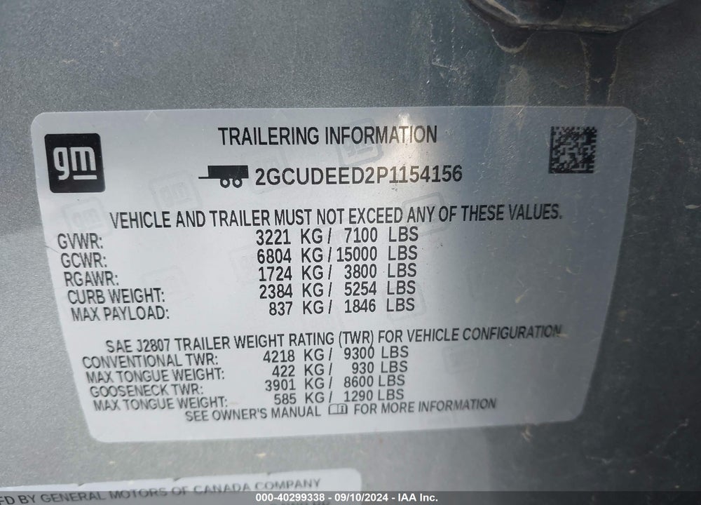 2023 CHEVROLET SILVERADO 1500 4WD SHORT BED RST VIN: 2GCUDEED2P1154156