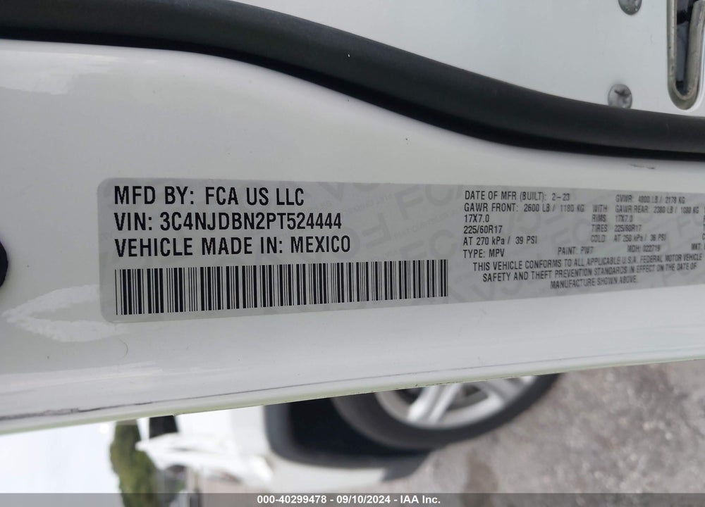 2023 JEEP COMPASS LATITUDE 4X4 VIN: 3C4NJDBN2PT524444