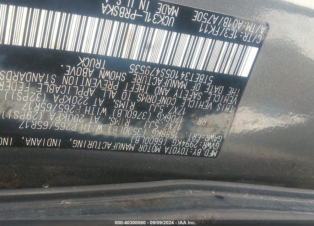2005 TOYOTA TUNDRA SR5 V8 VIN: 5TBET34105S479535