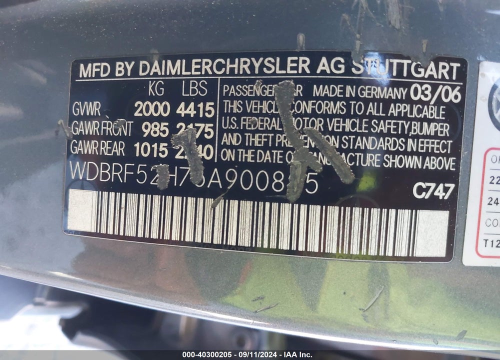 2006 MERCEDES-BENZ C 230 SPORT VIN: WDBRF52H76A900885