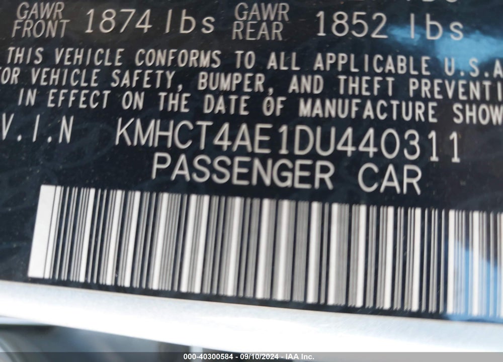 2013 HYUNDAI ACCENT GLS VIN: KMHCT4AE1DU440311