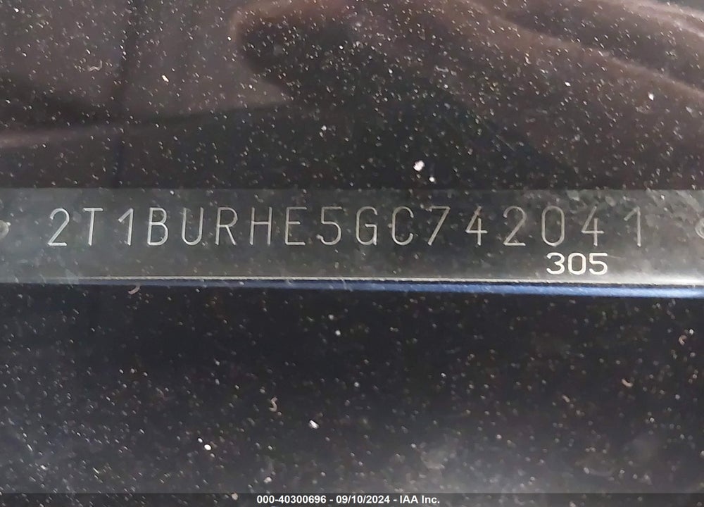 2016 TOYOTA COROLLA VIN: 2T1BURHE5GC742041