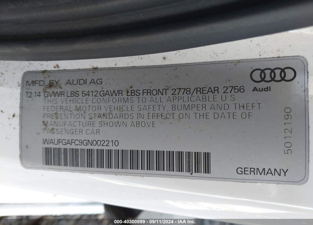 2016 AUDI A6 3.0T PREMIUM PLUS VIN: WAUFGAFC9GN002210