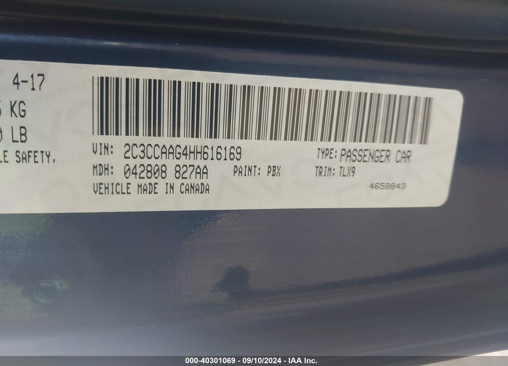 2017 CHRYSLER 300 LIMITED VIN: 2C3CCAAG4HH616169
