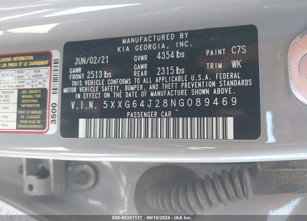 2022 KIA K5 GT LINE VIN: 5XXG64J28NG089469