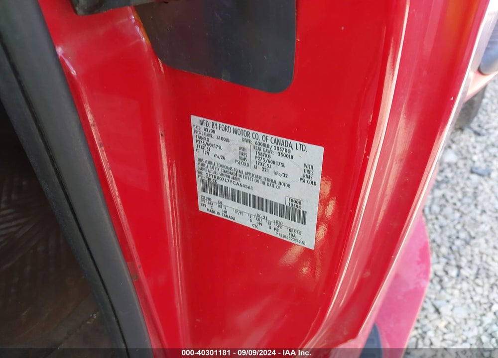 2000 FORD F-150 LARIAT/XL/XLT VIN: 2FTRX07L7YCA64561