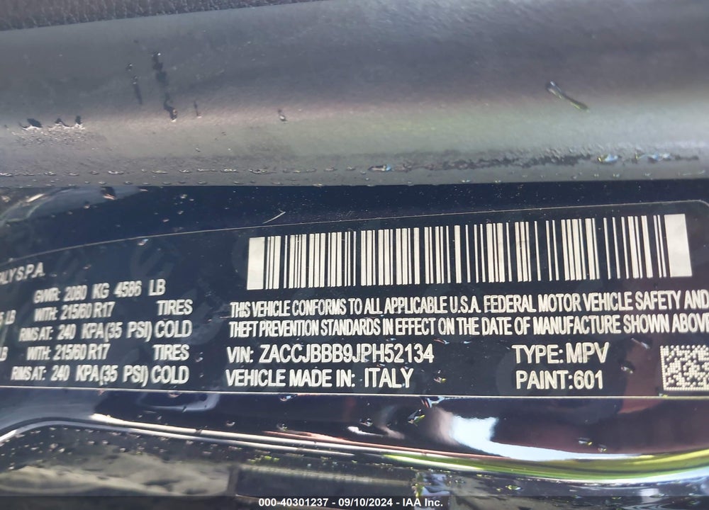2018 JEEP RENEGADE LATITUDE 4X4 VIN: ZACCJBBB9JPH52134