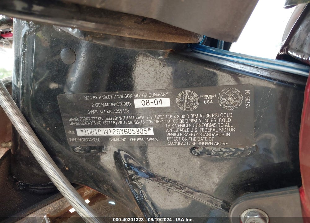 2005 HARLEY-DAVIDSON FLHT CLASSIC VIN: 1HD1DJV125Y605905