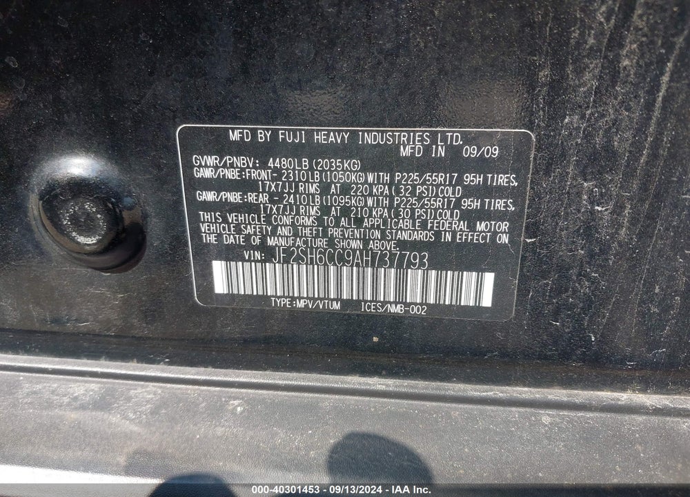 2010 SUBARU FORESTER 2.5X PREMIUM VIN: JF2SH6CC9AH737793