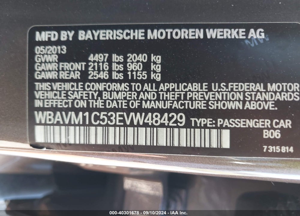 2014 BMW X1 SDRIVE28I VIN: WBAVM1C53EVW48429