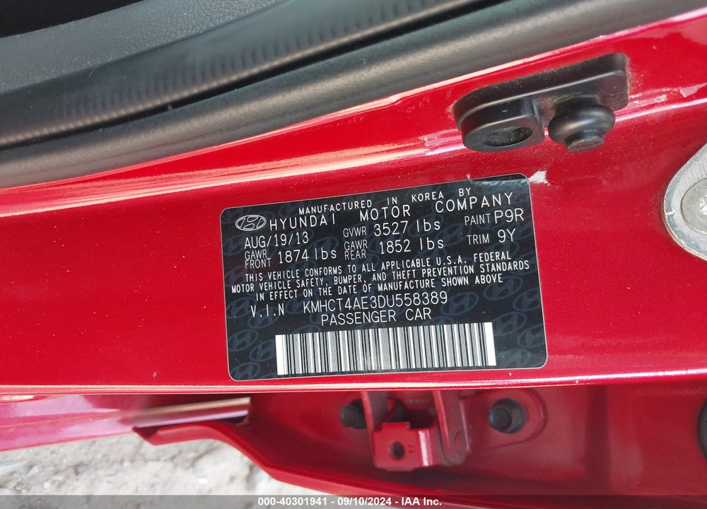 2013 HYUNDAI ACCENT GLS VIN: KMHCT4AE3DU558389