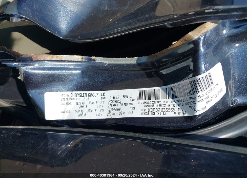 2014 RAM 1500 BIG HORN VIN: 1C6RR6GT1ES229824