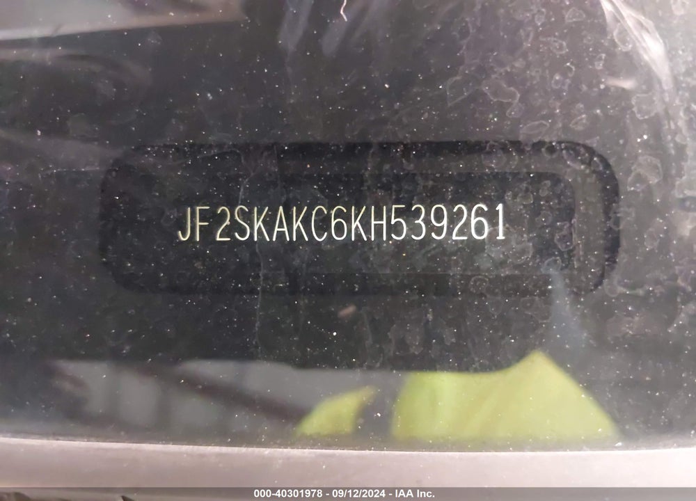 2019 SUBARU FORESTER VIN: JF2SKAKC6KH539261