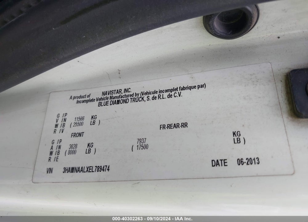 2014 INTERNATIONAL 4000 4300 LP VIN: 3HAMNAALXEL789474
