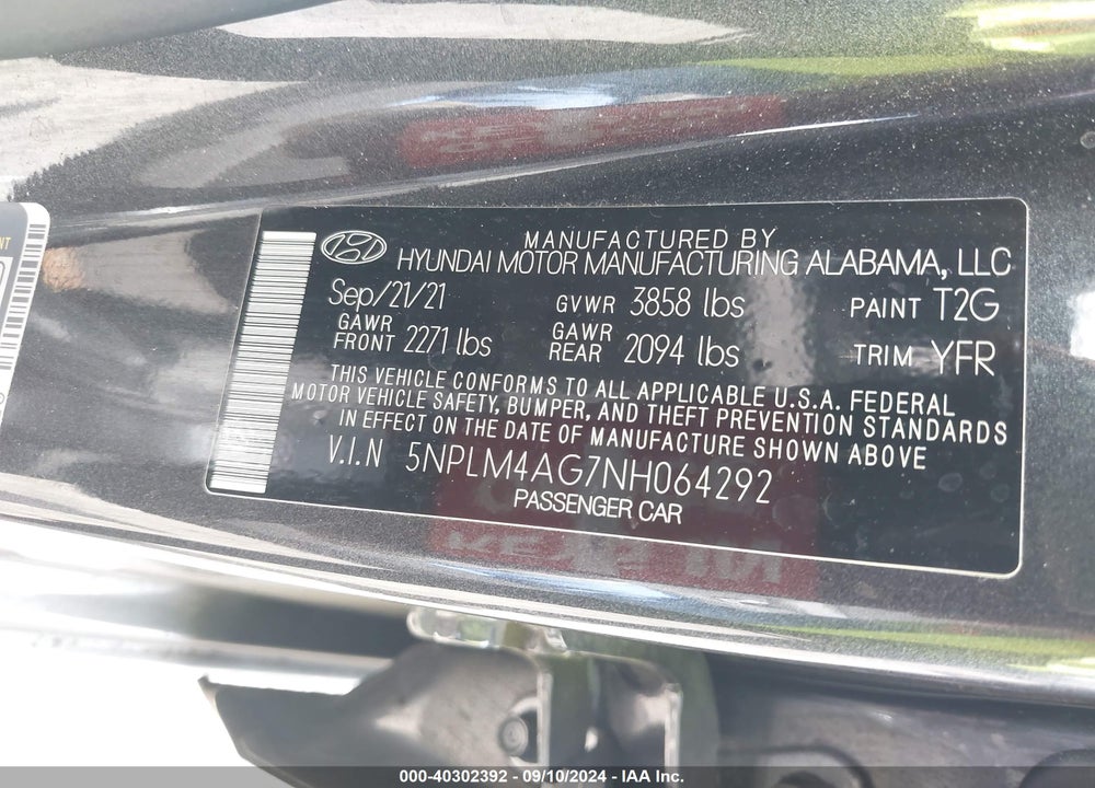 2022 HYUNDAI ELANTRA SEL VIN: 5NPLM4AG7NH064292