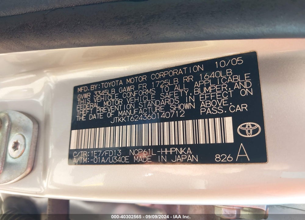2006 SCION XA VIN: JTKKT624360140712