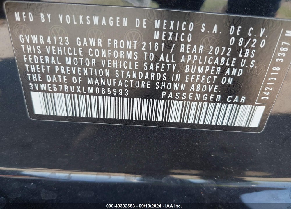 2020 VOLKSWAGEN JETTA 1.4T SEL VIN: 3VWE57BUXLM085993