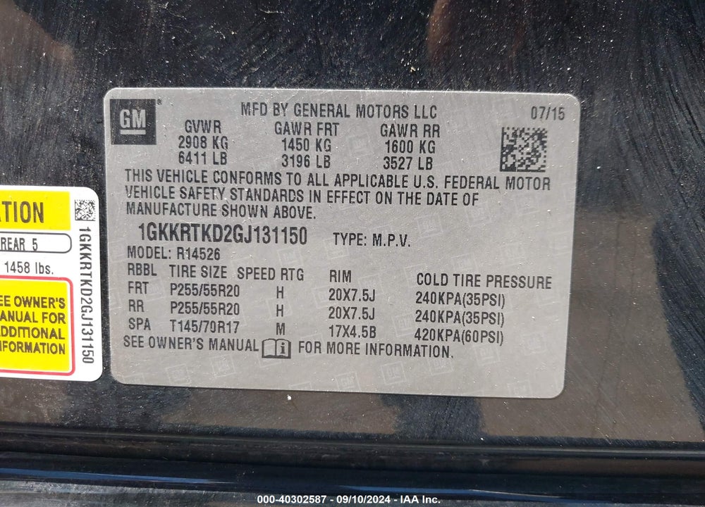 2016 GMC ACADIA DENALI VIN: 1GKKRTKD2GJ131150