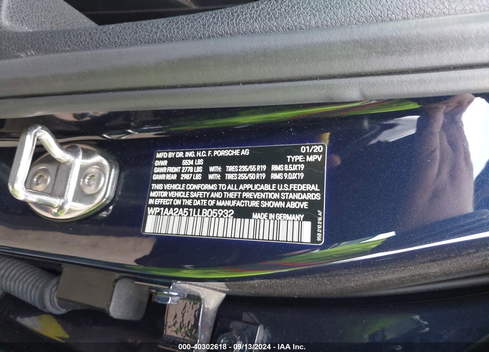 2020 PORSCHE MACAN VIN: WP1AA2A51LLB05932