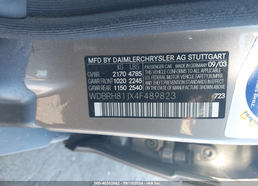 2004 MERCEDES-BENZ C 240 4MATIC VIN: WDBRH81JX4F489823