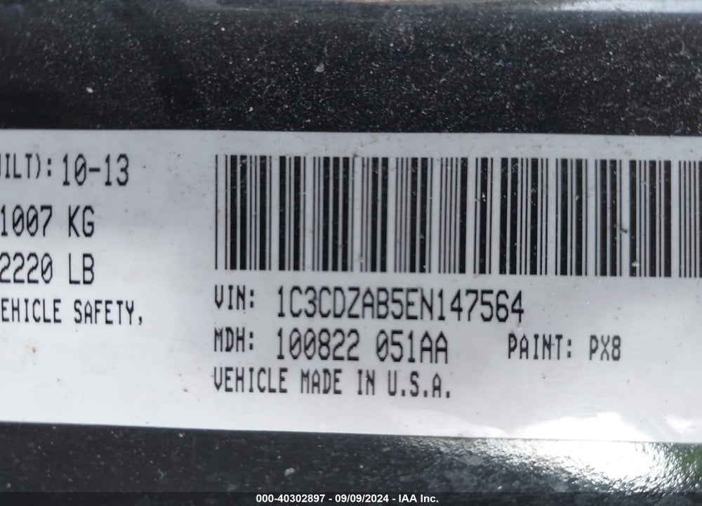 2014 DODGE AVENGER SE VIN: 1C3CDZAB5EN147564