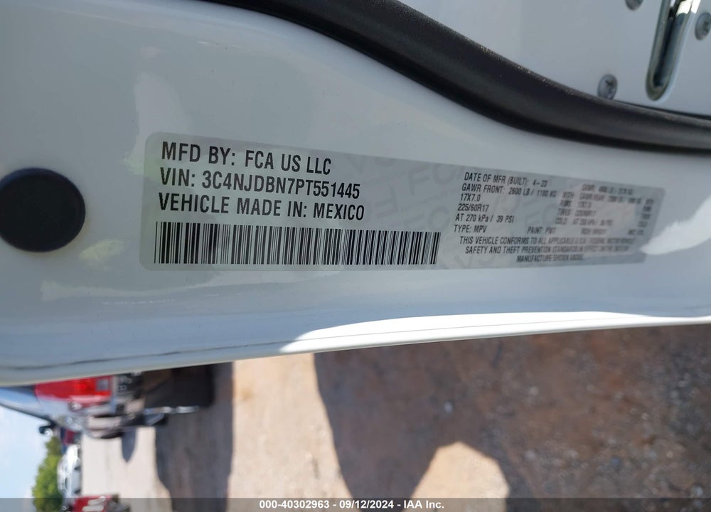 2023 JEEP COMPASS LATITUDE 4X4 VIN: 3C4NJDBN7PT551445