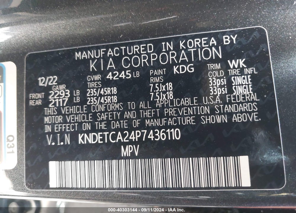 2023 KIA SELTOS SX TURBO VIN: KNDETCA24P7436110