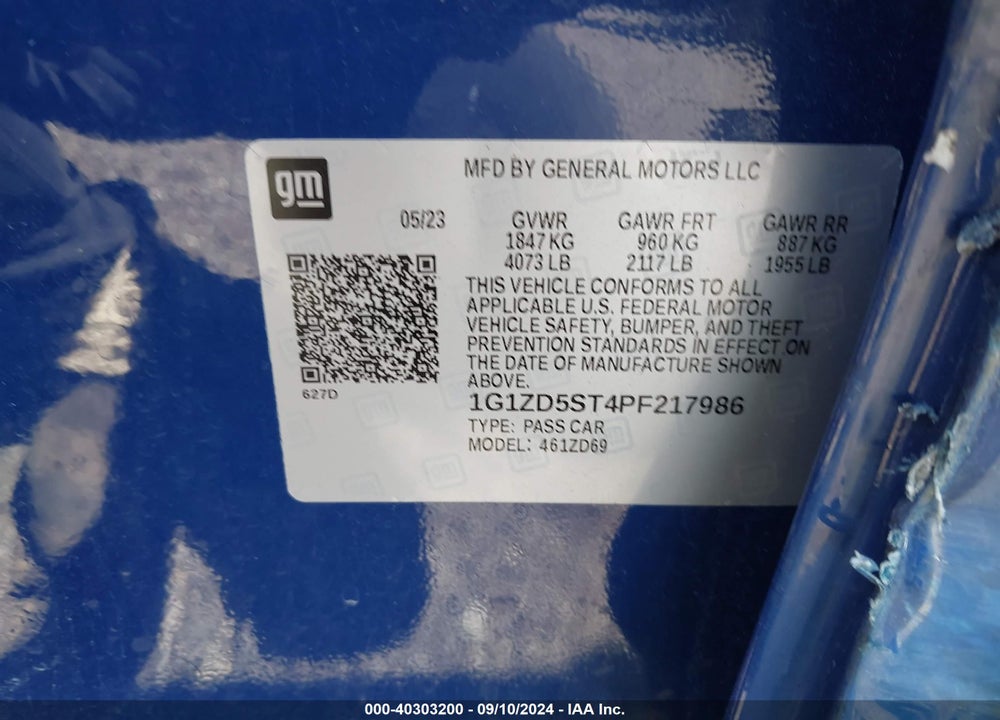 2023 CHEVROLET MALIBU FWD 1LT VIN: 1G1ZD5ST4PF217986