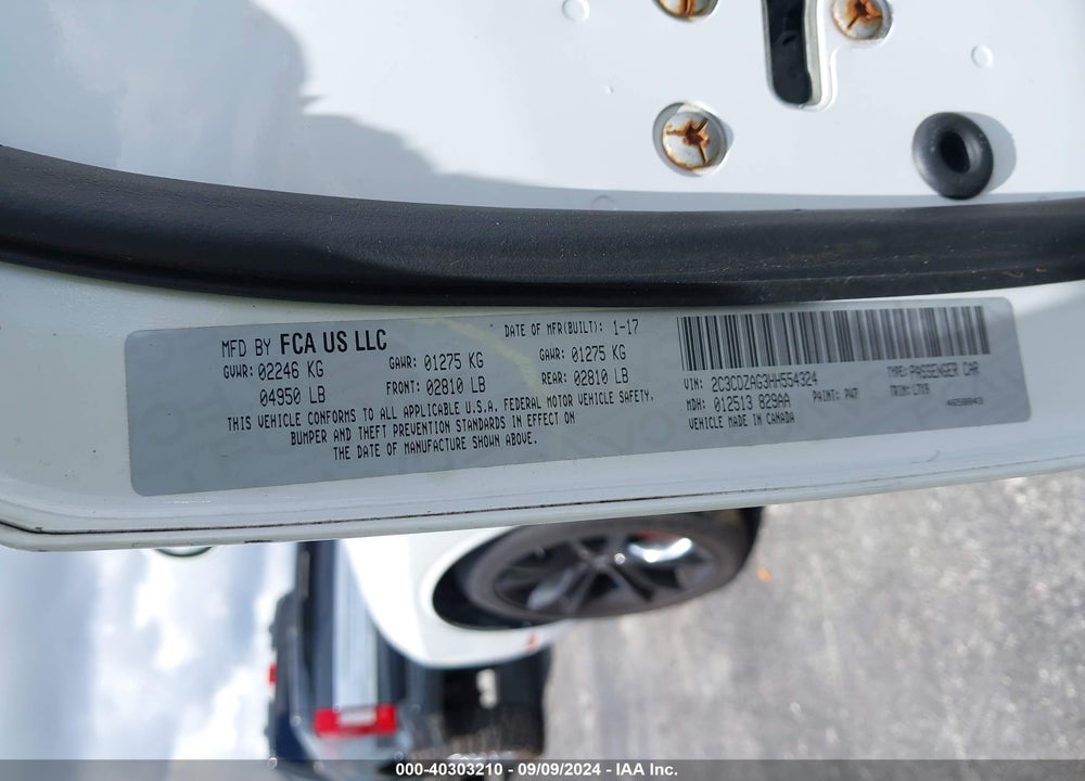 2017 DODGE CHALLENGER SXT VIN: 2C3CDZAG3HH554324