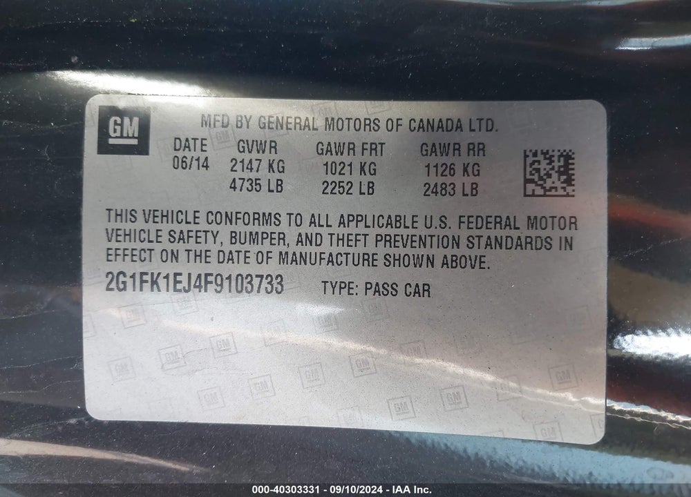 2015 CHEVROLET CAMARO 2SS VIN: 2G1FK1EJ4F9103733