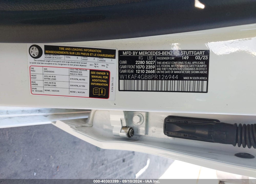 2023 MERCEDES-BENZ C 300 SEDAN VIN: W1KAF4GB8PR126944